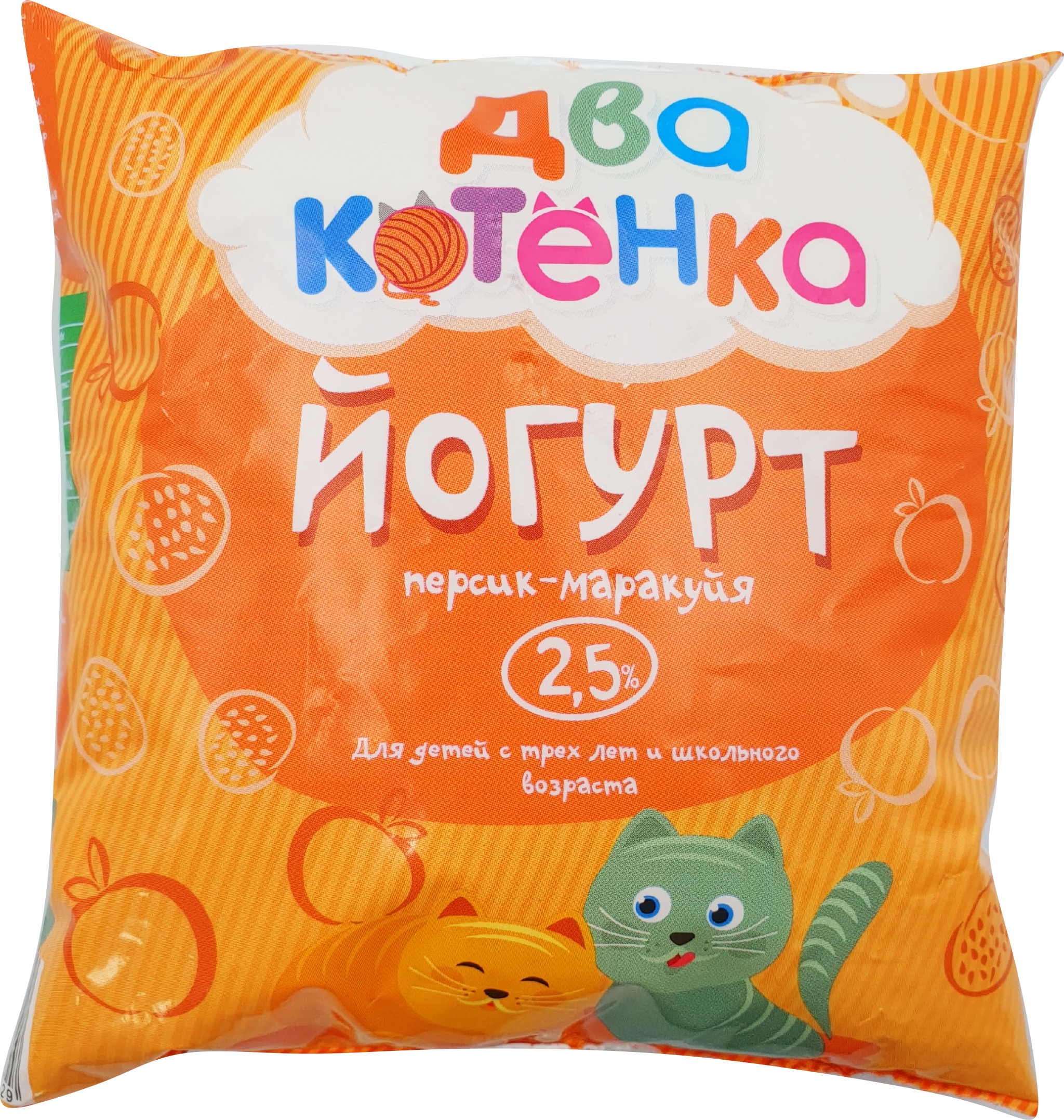 Йогурт питьевой "Два котенка" со вкусом "Персик-маракуйя"